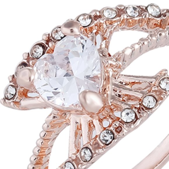 Rose Gold Ring With Heart Crystal size 10 - Picture 2 of 2